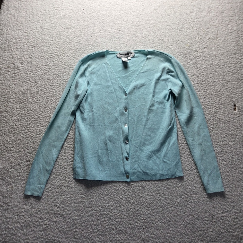 Joseph A. Cardigan Sweater Womens Small Blue V Neck Long Sleeve Button Knit